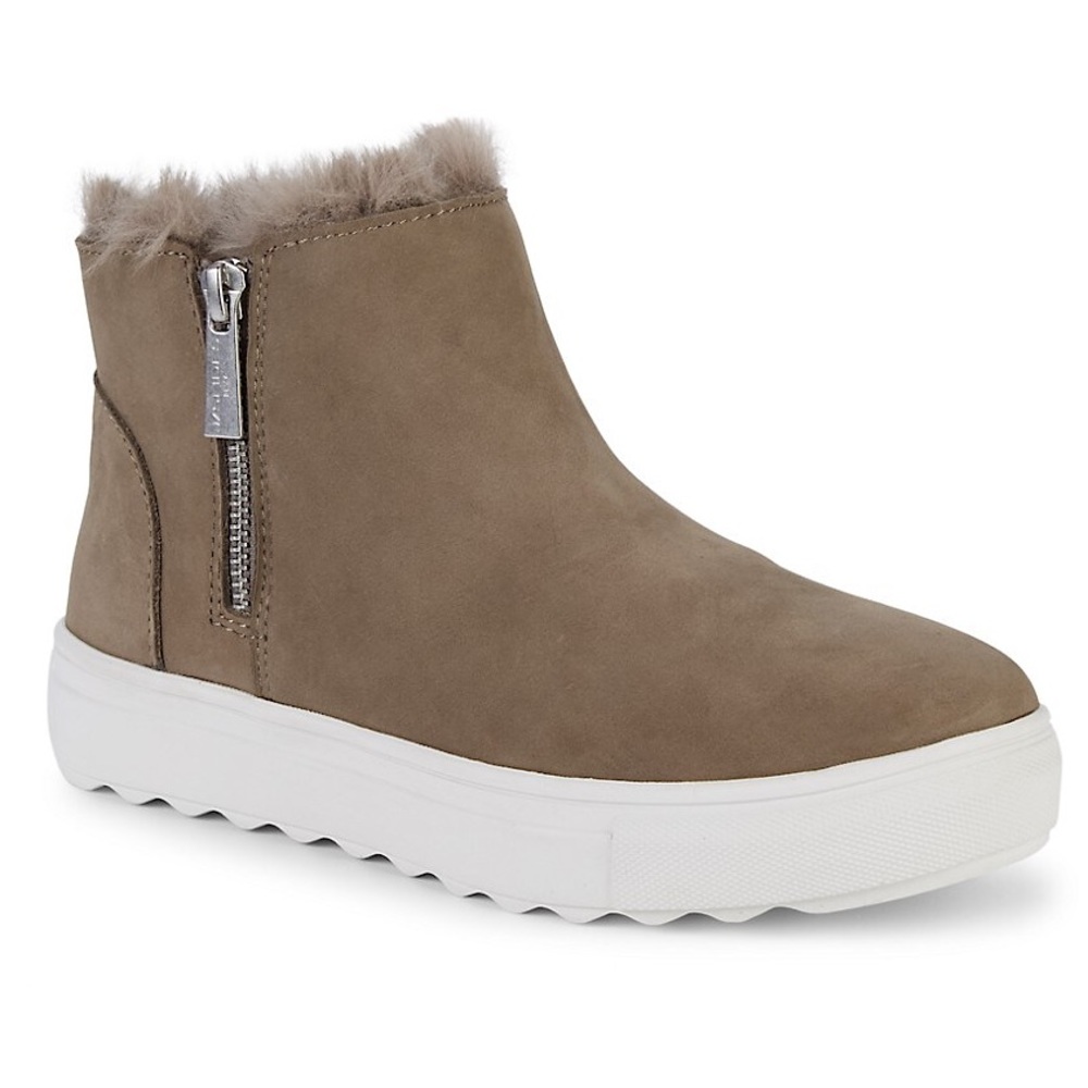 Taupe Poppy Waterproof Faux Fur Suede Booties